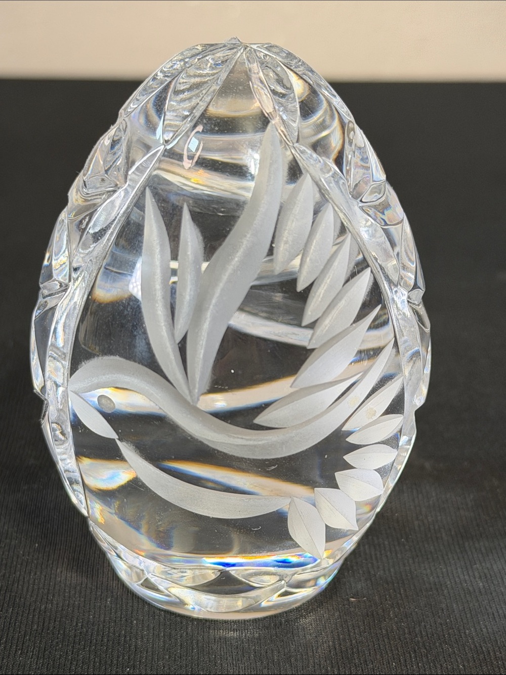 Sullivans Crystal Dove Egg Clear Glass Made in Poland